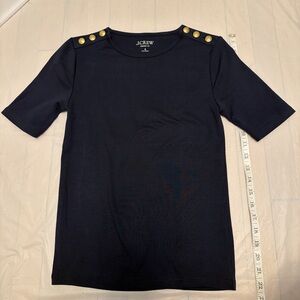 J. Crew Navy Short Sleeve Tee with Gold Accents